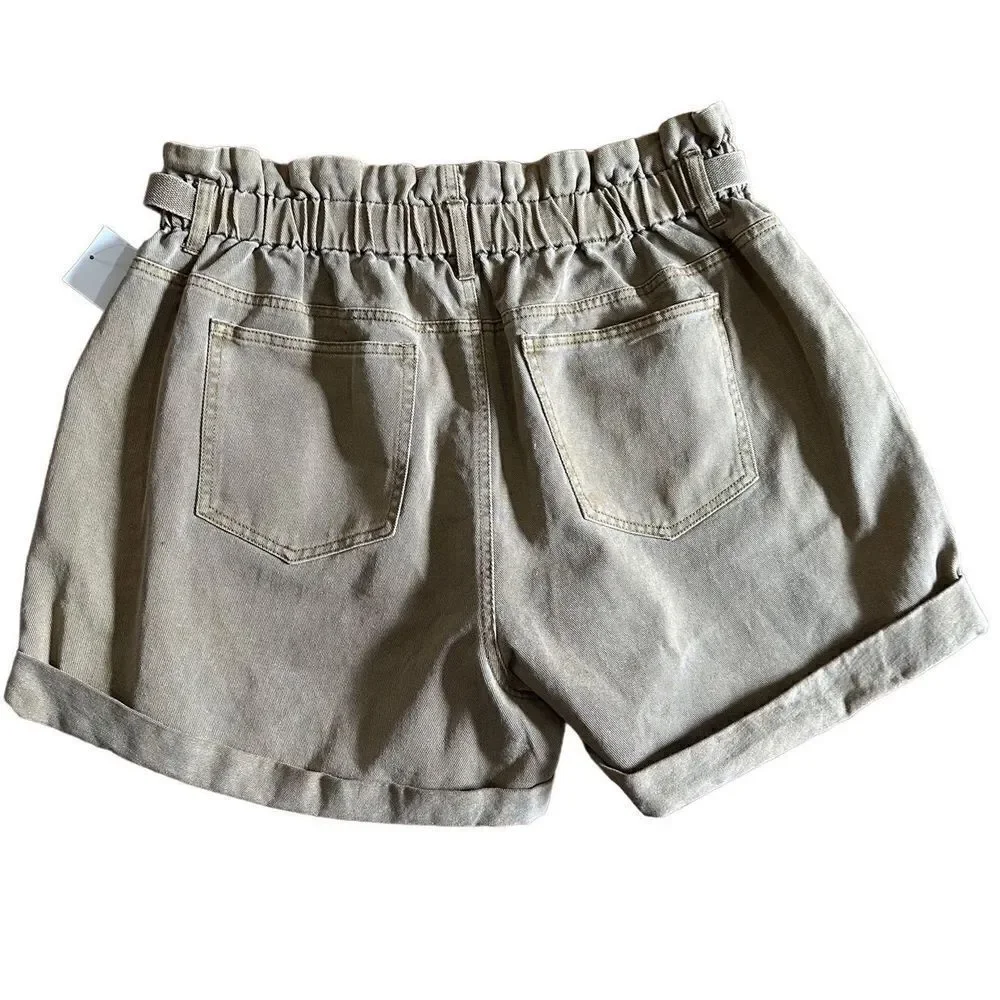 Forever 21 Olive green paperbag waist high rise shorts‎ 1X NWT